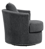 Morelia Charcoal Chenille Fabric Chair with Nailheads