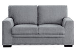 Morelia Gray Chenille Fabric Loveseat w/ Nailhead Trim