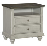 Mossbrook Light Gray Wood 2-Drawer Nightstand