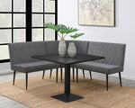 Moxee Grey Fabric/Gunmetal Metal Corner Dining Bench