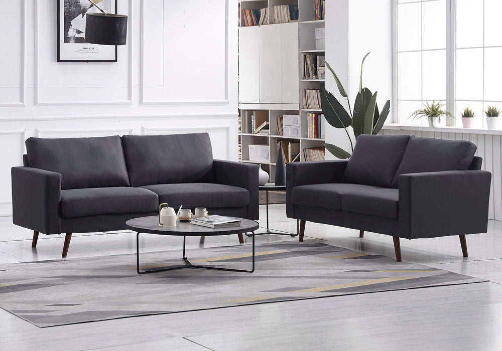 Muriel 2-Pc Dark Gray Linen Fabric Sofa Set