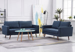 Muriel 2-Pc Navy Linen Fabric Sofa Set