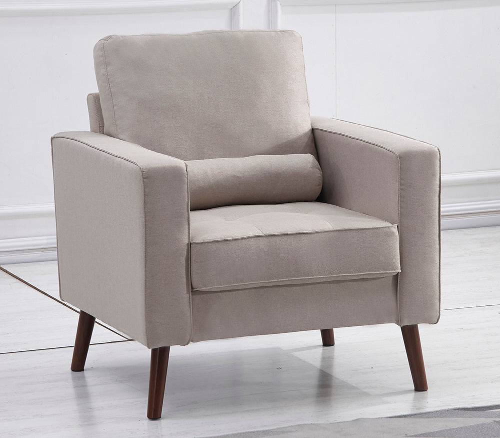 Muriel Beige Linen Fabric Chair