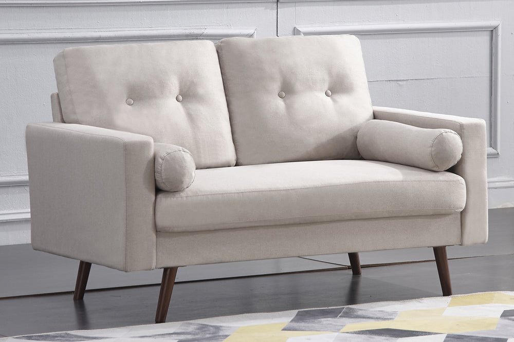 Muriel Beige Linen Fabric Loveseat