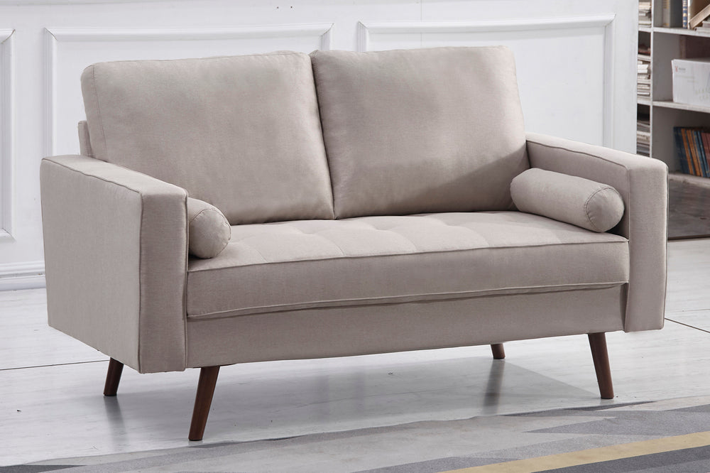 Muriel Beige Linen Fabric Loveseat