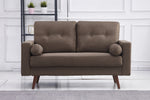 Muriel Brown Linen Fabric Loveseat