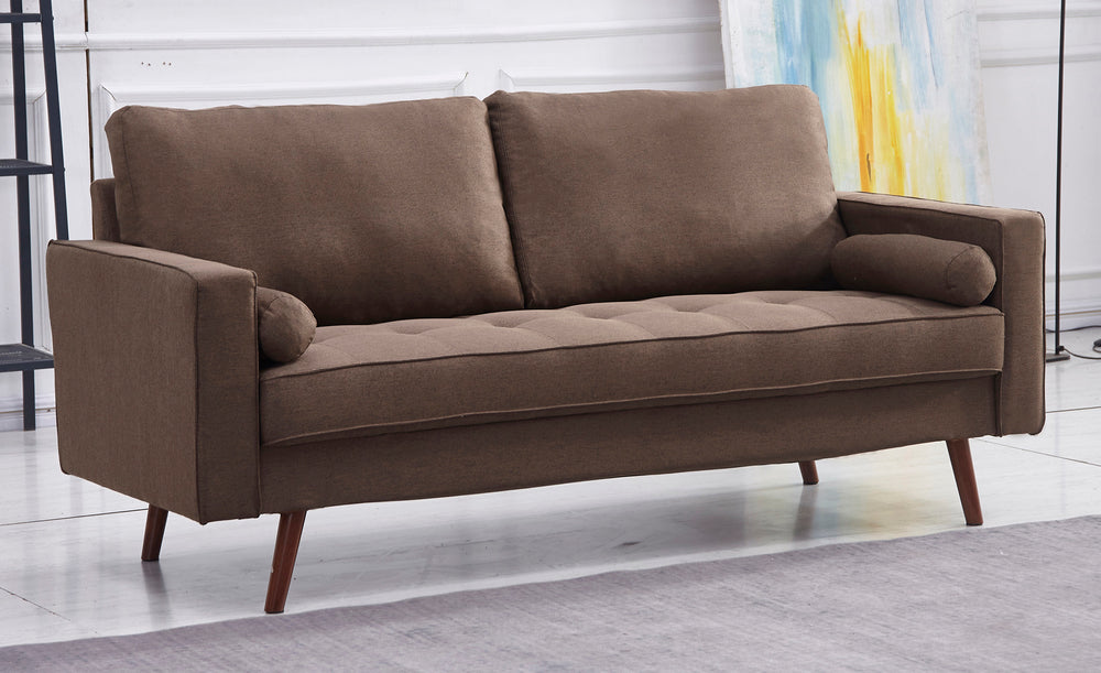 Muriel Brown Linen Fabric Sofa