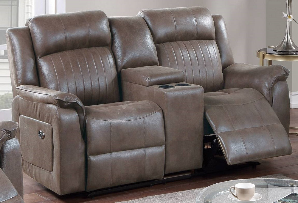 Muriel Dark Coffee Leatherette Manual Recliner Loveseat