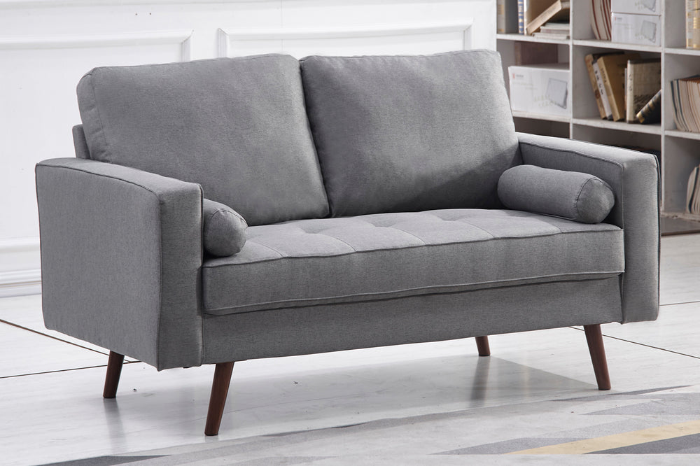 Muriel Light Gray Linen Fabric Loveseat