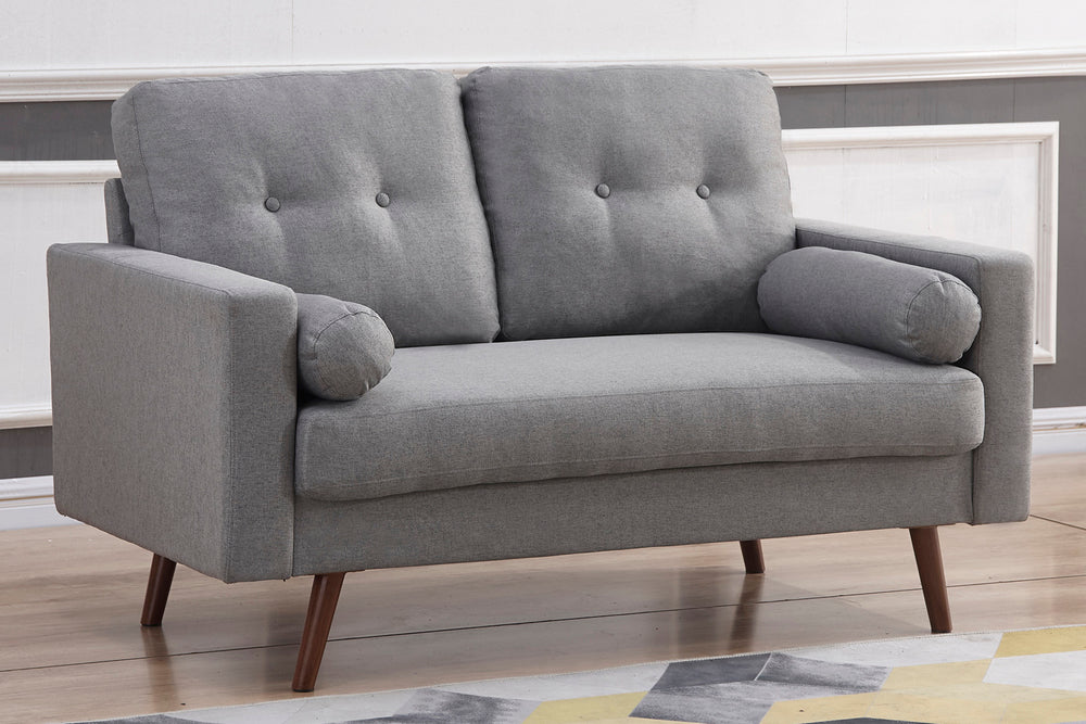 Muriel Light Gray Linen Fabric Loveseat