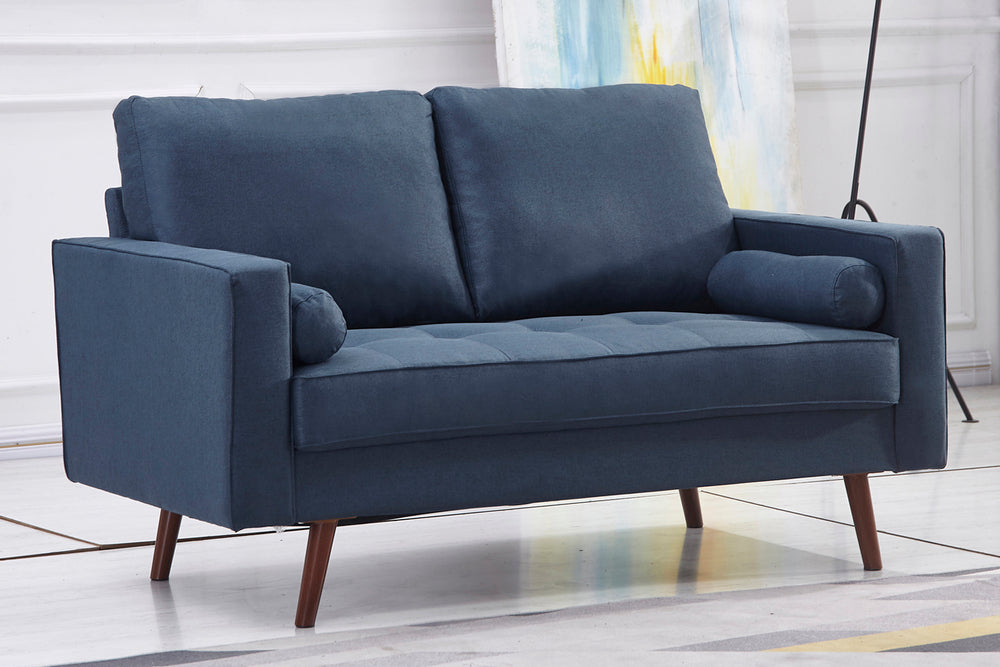 Muriel Navy Linen Fabric Loveseat