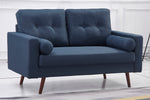 Muriel Navy Linen Fabric Loveseat