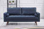 Muriel Navy Linen Fabric Loveseat