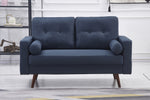 Muriel Navy Linen Fabric Loveseat