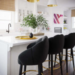 Myla Black Velvet Swivel Bar Stool