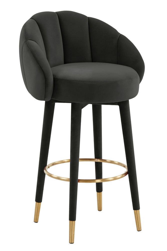 Myla Black Velvet Swivel Bar Stool