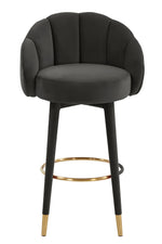 Myla Black Velvet Swivel Bar Stool