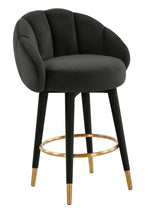 Myla Black Velvet Swivel Counter Height Stool