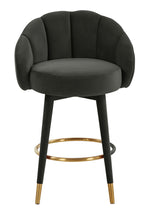 Myla Black Velvet Swivel Counter Height Stool