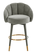 Myla Light Grey Velvet Swivel Counter Height Stool