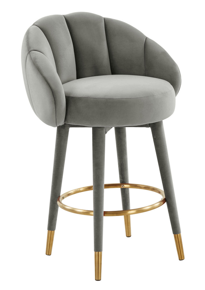 Myla Light Grey Velvet Swivel Counter Height Stool