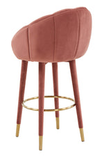 Myla Salmon Velvet Swivel Bar Stool