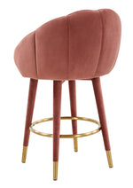 Myla Salmon Velvet Swivel Counter Height Stool