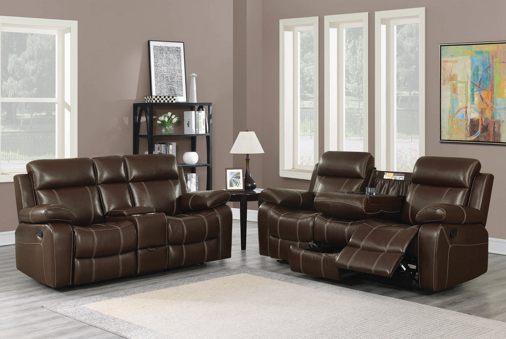 Myleene 2-Pc Chestnut Leatherette Manual Recliner Sofa Set