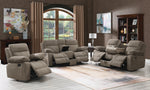 Myleene 3-Pc Mocha Textured Velvet Manual Recliner Sofa Set