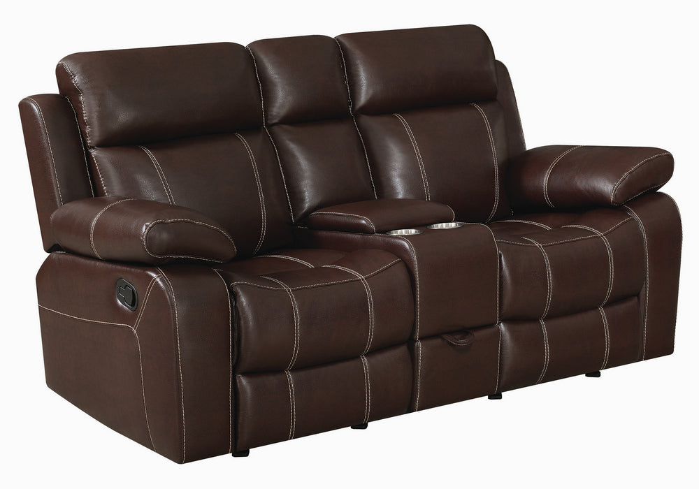 Myleene Chestnut Leatherette Manual Recliner Loveseat