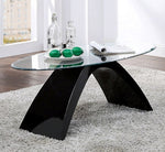 Nahara Clear Glass/Black Wood Coffee Table