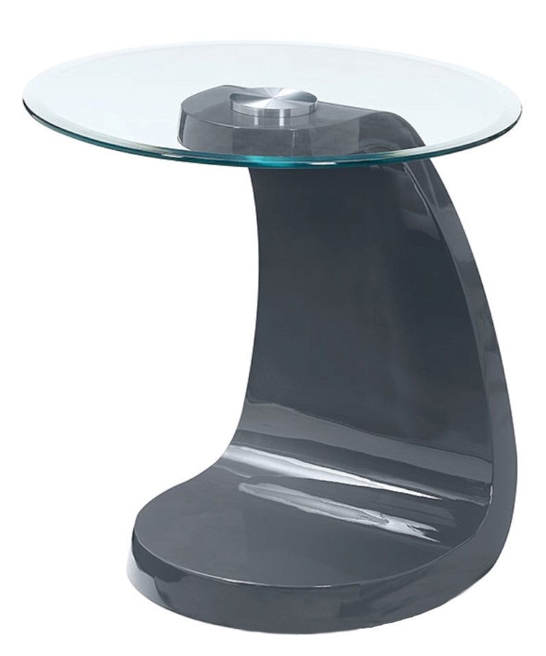 Nahara Clear Glass/Gray Wood End Table