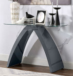 Nahara Clear Glass/Gray Wood Sofa Table