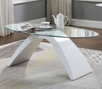 Nahara Clear Glass/White Wood Coffee Table