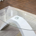 Nahara Clear Glass/White Wood Coffee Table