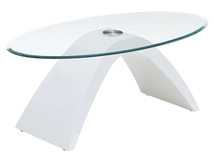 Nahara Clear Glass/White Wood Coffee Table