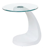 Nahara Clear Glass/White Wood End Table