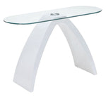 Nahara Clear Glass/White Wood Sofa Table