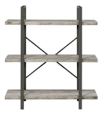 Nailah Grey Driftwood Wood/Gunmetal Metal 3-Shelf Bookcase