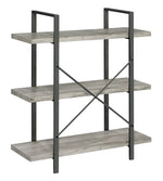 Nailah Grey Driftwood Wood/Gunmetal Metal 3-Shelf Bookcase