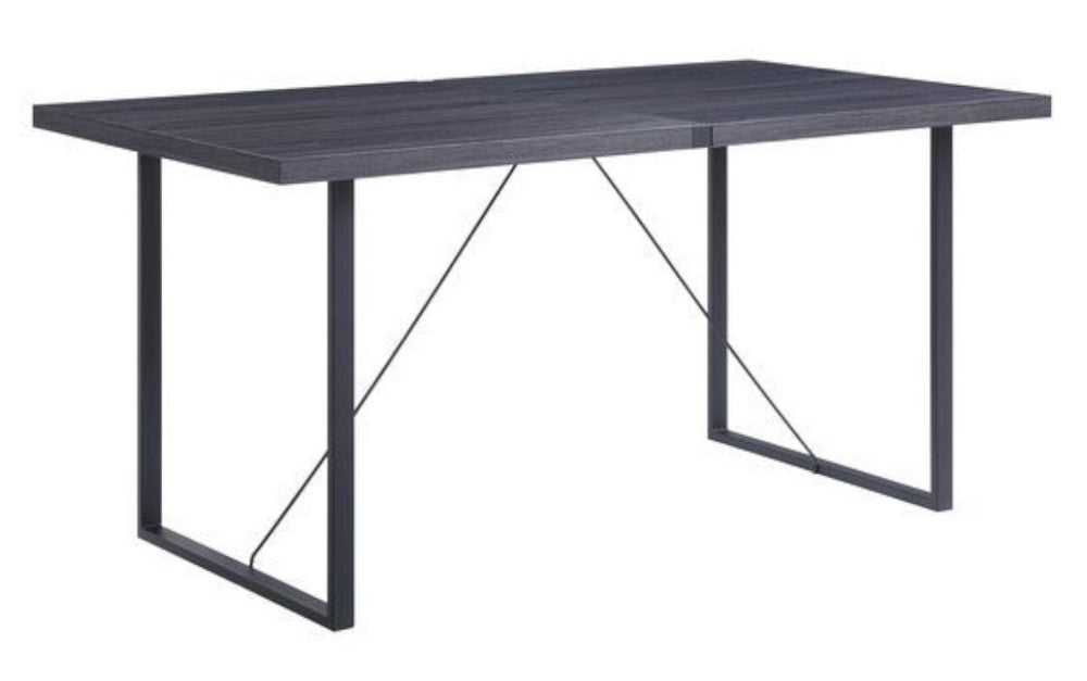 Nakula Gray Oak Wood/Black Metal Rectangular Dining Table