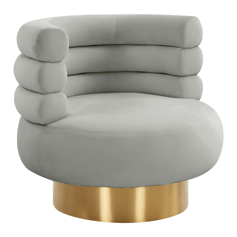 Naomi Glam Grey Velvet Swivel Chair