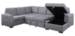 Nardo 4-Pc Gray Fabric RAF Sectional Sofa with Sleeper