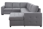 Nardo 4-Pc Gray Fabric RAF Sectional Sofa with Sleeper