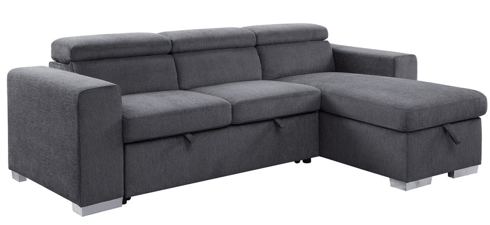 Natalie Gray Fabric Reversible Sectional Sofa with Sleeper