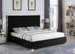 Natasha Black Velour/Gold Metal King Bed (Oversized)