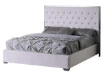 Natasha White Velour/Silver Metal Queen Bed