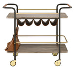 Naude Natural Wood/Gold Metal Serving Cart with Pouch