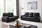 Nehir Black PU Leather Loveseat with Tufted Back