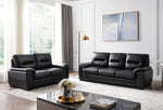 Nehir Black PU Leather Sofa with Tufted Back